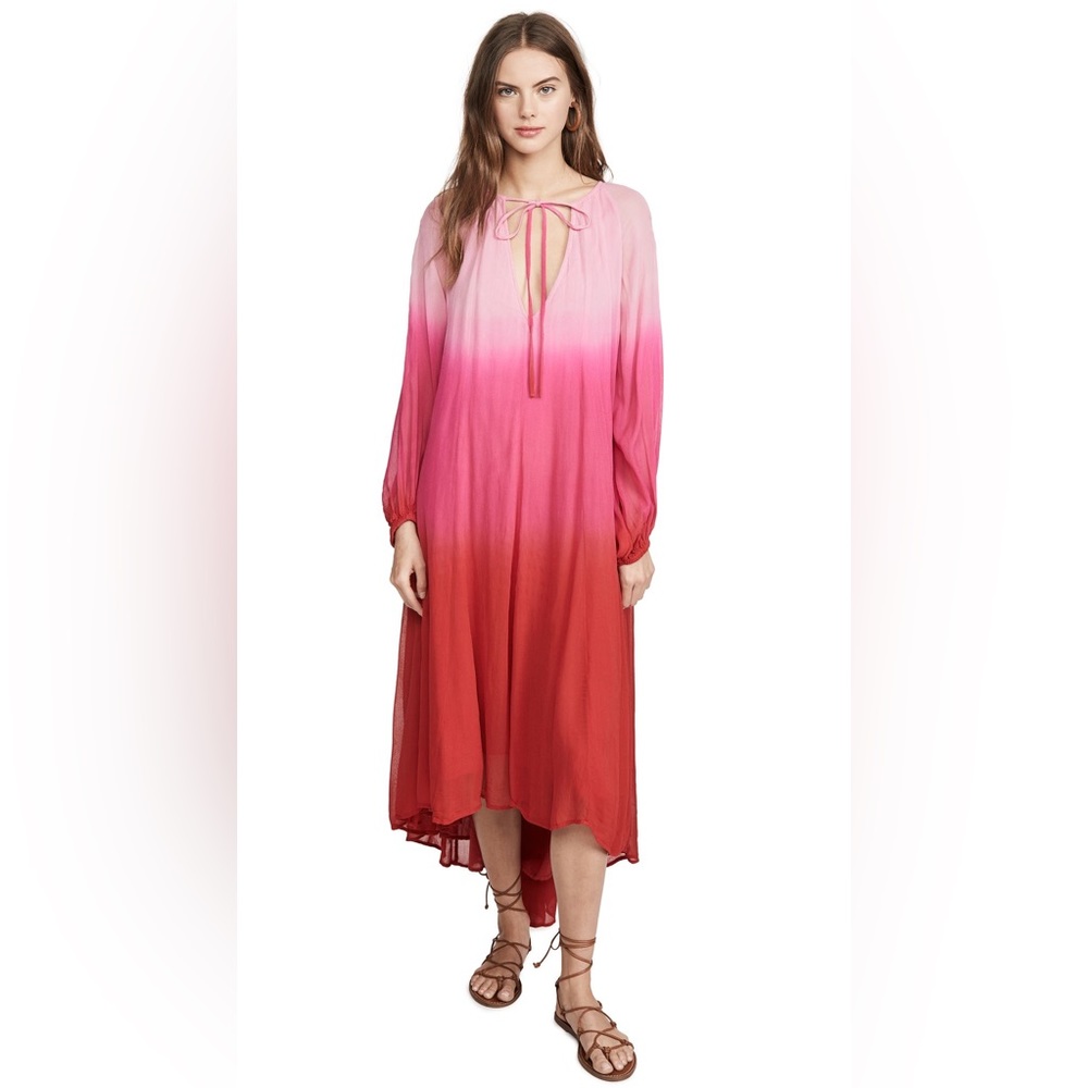 Sundress Pamela Pink And Red Tie Dye Maxi Dress